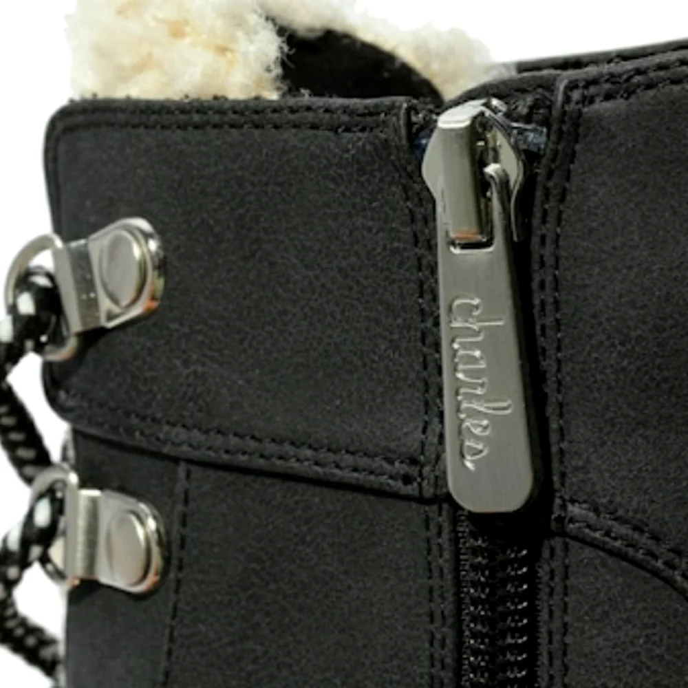 NIB Charles By Charles Weary Platform Boot Black With Faux Fur